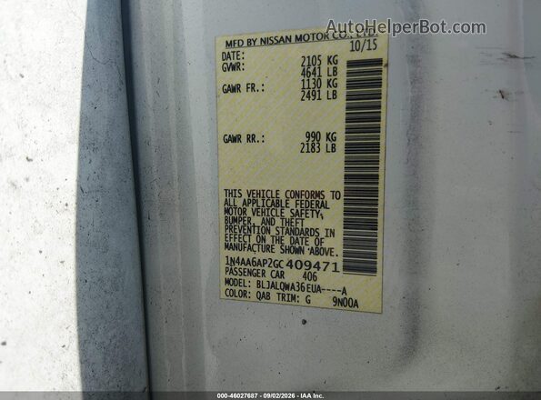 1N4AA6AP2GC409471 2016 NISSAN MAXIMA White Вид підкапотного простору