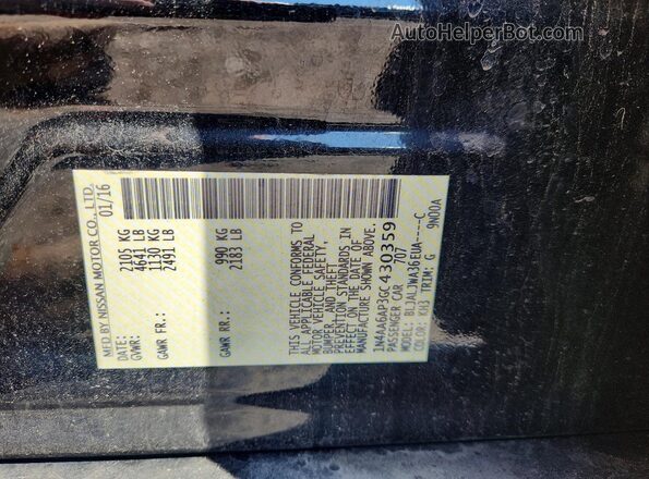 1N4AA6AP3GC430359 2016 NISSAN MAXIMA Черный Вид подкапотного пространства