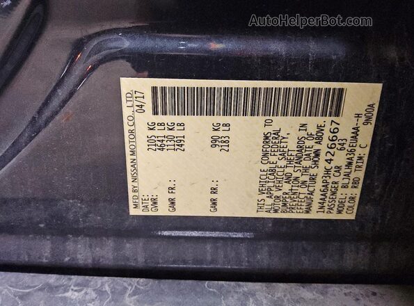 1N4AA6AP3HC426667 2017 NISSAN MAXIMA Black Widok komory silnika