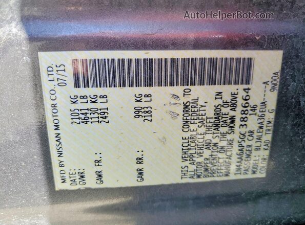 1N4AA6AP5GC388664 2016 NISSAN MAXIMA Gray Widok komory silnika