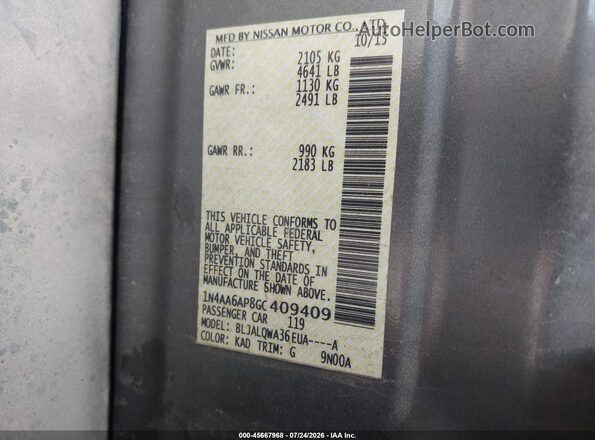 1N4AA6AP8GC409409 2016 NISSAN MAXIMA Gray Vista del compartimento del motor