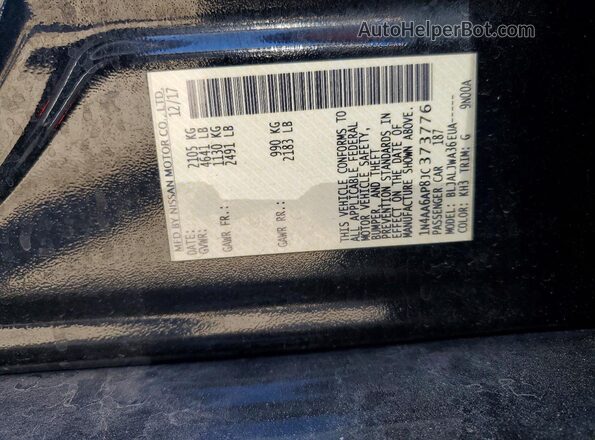1N4AA6AP8JC373776 2018 NISSAN MAXIMA Black Vista del compartimento del motor