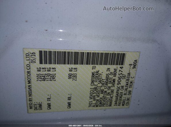 1N4AA6APXGC906574 2016 NISSAN MAXIMA White Շարժիչի բաժամունքի տեսք
