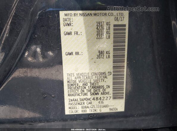 1N4AL3AP0HC484227 2017 NISSAN ALTIMA Black Շարժիչի բաժամունքի տեսք