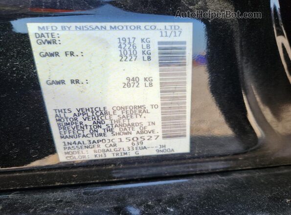 1N4AL3AP0JC150527 2018 NISSAN ALTIMA Black Vista del compartimento del motor