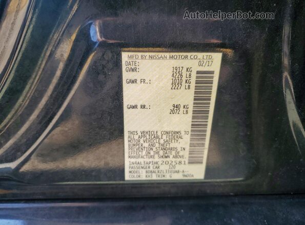 1N4AL3AP1HC202581 2017 NISSAN ALTIMA Black Շարժիչի բաժամունքի տեսք