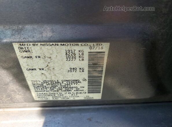 1N4AL3AP1JC285869 2018 NISSAN ALTIMA Gray Vista del compartimento del motor