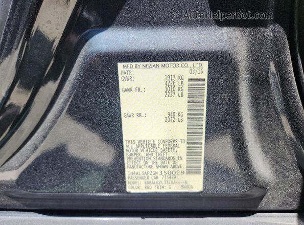 1N4AL3AP2GN350029 2016 NISSAN ALTIMA Charcoal Widok komory silnika