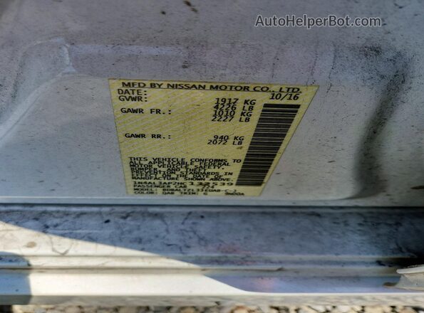 1N4AL3AP2HC132539 2017 NISSAN ALTIMA White Вид наклейки з VIN-кодом