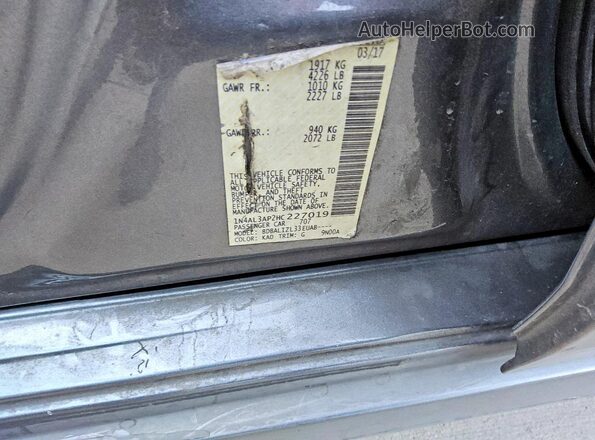1N4AL3AP2HC227019 2017 NISSAN ALTIMA Gray Вид підкапотного простору