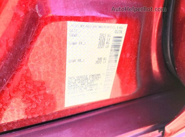 1N4AL3AP3GC230834 2016 NISSAN ALTIMA Red Вид підкапотного простору