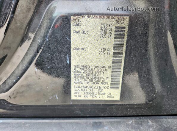 1N4AL3AP3HC226400 2017 NISSAN ALTIMA Black VIN კოდის სტიკერის ხედი