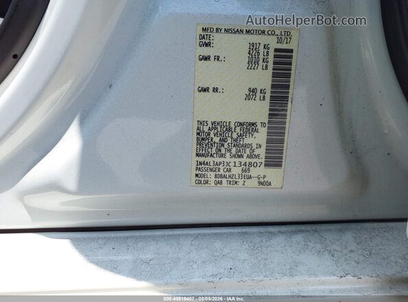 1N4AL3AP3JC134807 2018 NISSAN ALTIMA White Widok komory silnika