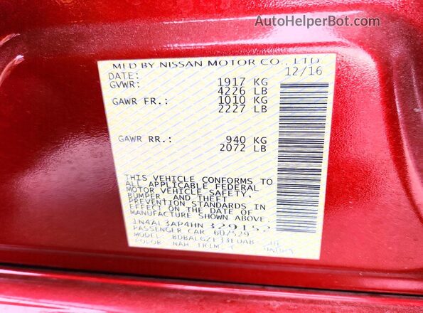 1N4AL3AP4HN329152 2017 NISSAN ALTIMA Красный Вид подкапотного пространства