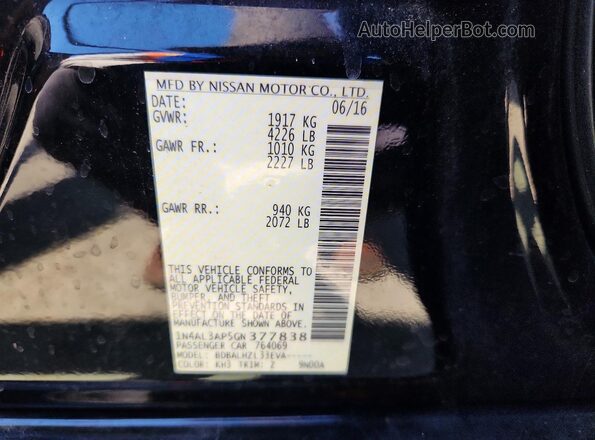 1N4AL3AP5GN377838 2016 NISSAN ALTIMA Black ძრავის განყოფილების ხედი