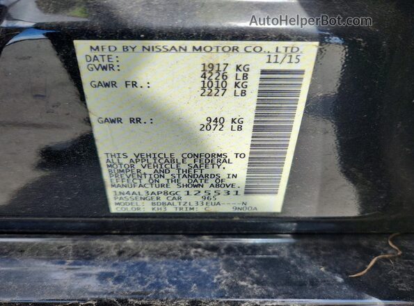 1N4AL3AP8GC125531 2016 NISSAN ALTIMA Black Вид підкапотного простору