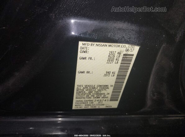 1N4AL3AP9HC249745 2017 NISSAN ALTIMA Черный Вид подкапотного пространства