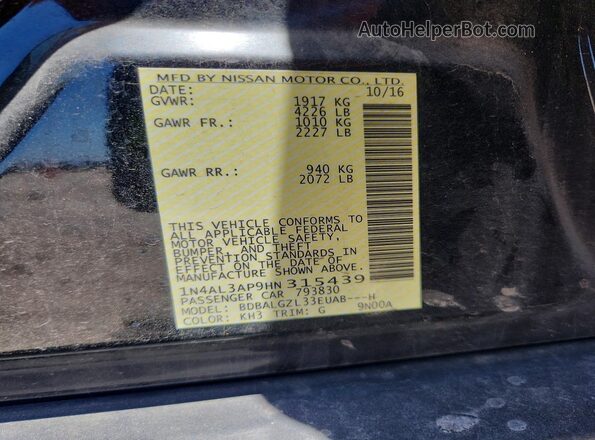 1N4AL3AP9HN315439 2017 NISSAN ALTIMA Black Вид підкапотного простору