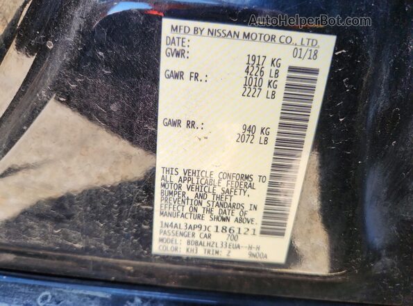 1N4AL3AP9JC186121 2018 NISSAN ALTIMA Black Widok naklejki z numerem VIN