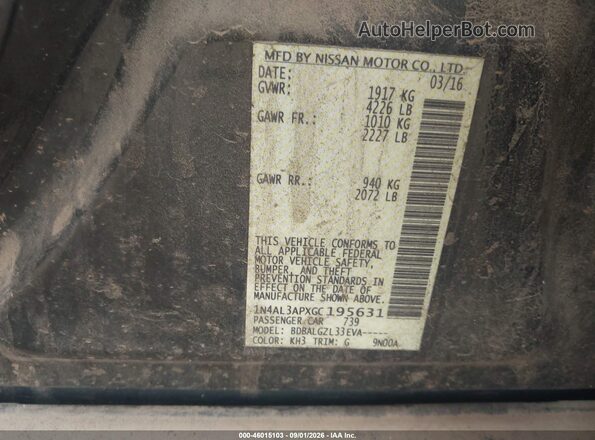1N4AL3APXGC195631 2016 NISSAN ALTIMA Черный Вид подкапотного пространства