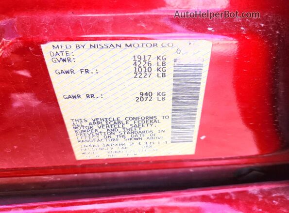 1N4AL3APXHC233814 2017 NISSAN ALTIMA Red VIN կոդի պիտակի տեսք