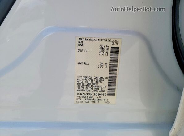 1N4AZ1CP9LC309449 2020 NISSAN LEAF White Widok komory silnika