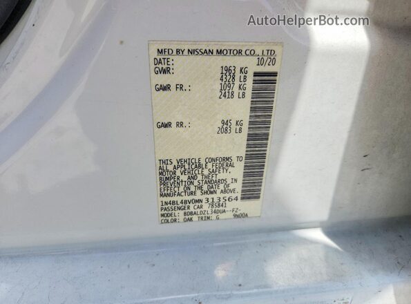 1N4BL4BV0MN313564 2021 NISSAN ALTIMA White Engine compartment view