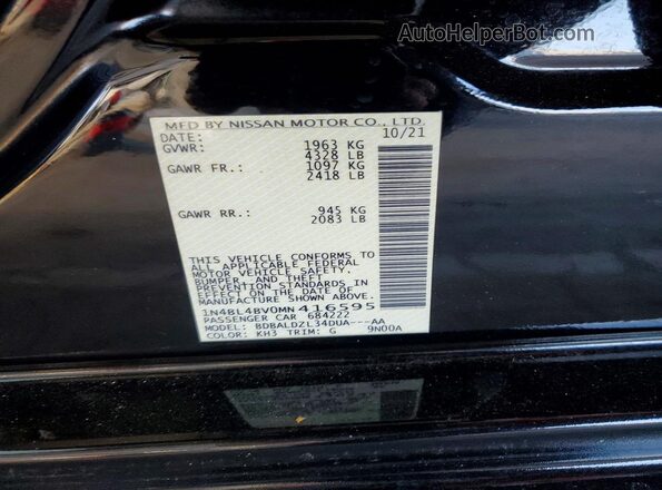 1N4BL4BV0MN416595 2021 NISSAN ALTIMA Черный Вид подкапотного пространства