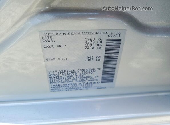 1N4BL4BV9RN374886 2024 NISSAN ALTIMA Silver Вид підкапотного простору