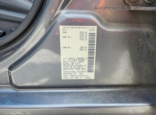 1N4BL4CV0KC107667 2019 NISSAN ALTIMA Gray Widok komory silnika