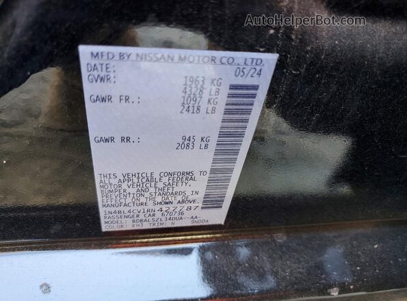 1N4BL4CV1RN427787 2024 NISSAN ALTIMA Black Engine compartment view