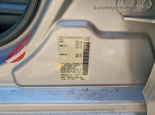 1N4BL4CV3LC130183 2020 NISSAN ALTIMA Серебряный Вид наклейки с VIN-кодом