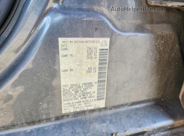 1N4BL4CV6MN308318 2021 NISSAN ALTIMA Gray Вид наклейки з VIN-кодом