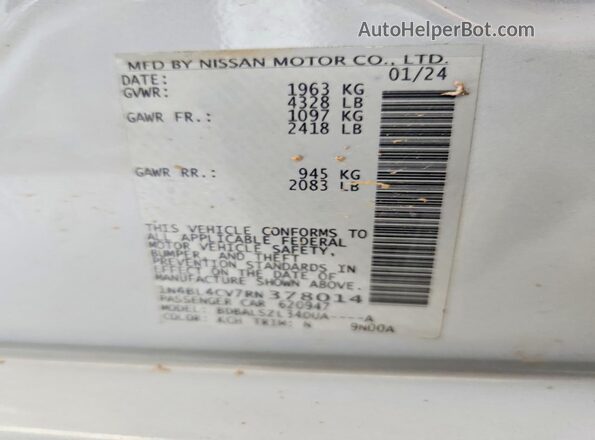 1N4BL4CV7RN378014 2024 NISSAN ALTIMA Silver Vista del compartimento del motor