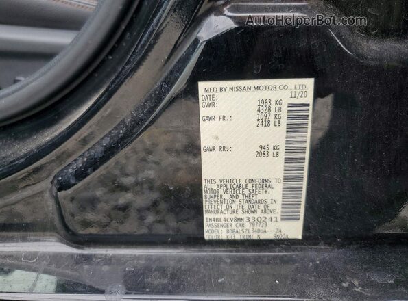 1N4BL4CV8MN330241 2021 NISSAN ALTIMA Черный Вид наклейки с VIN-кодом
