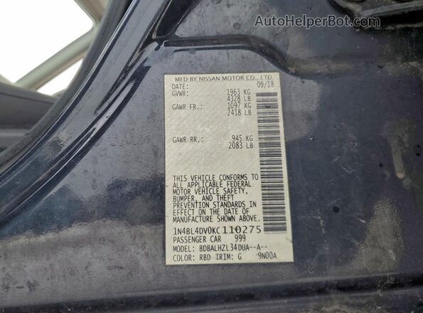 1N4BL4DV0KC110275 2019 NISSAN ALTIMA Blue Շարժիչի բաժամունքի տեսք