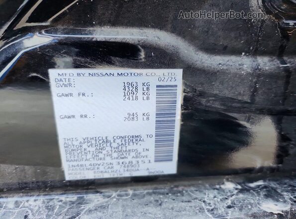 1N4BL4DV2SN368351 2025 NISSAN ALTIMA Черный Вид подкапотного пространства