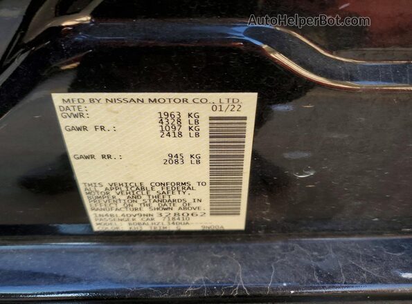 1N4BL4DV9NN328062 2022 NISSAN ALTIMA Black Vista del compartimento del motor