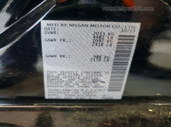 1N4BL4DW7SN423207 2025 NISSAN ALTIMA Black Widok naklejki z numerem VIN