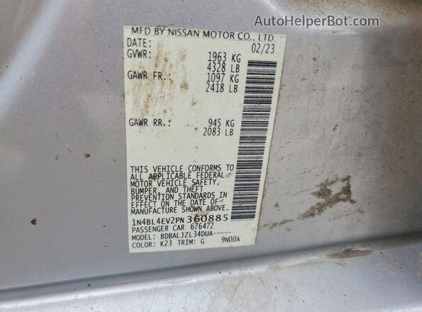 1N4BL4EV2PN360885 2023 NISSAN ALTIMA Silver Вид підкапотного простору