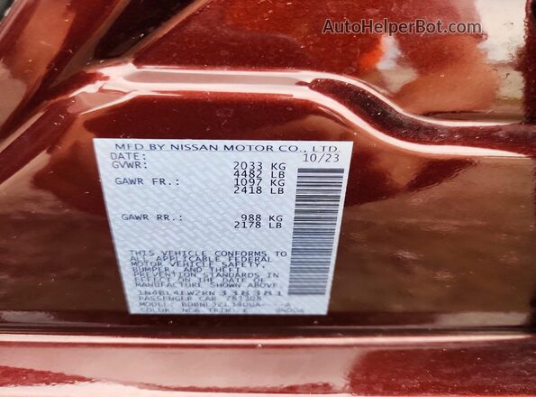 1N4BL4EW2RN338381 2024 NISSAN ALTIMA Красный Вид подкапотного пространства