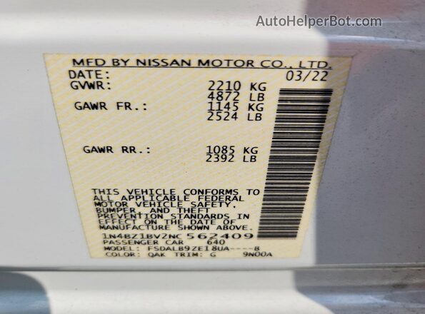 1N4BZ1BV2NC562409 2022 NISSAN LEAF Белый Вид подкапотного пространства