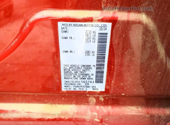 1N4CZ1CV0SC565761 2025 NISSAN LEAF Maroon VIN sticker view