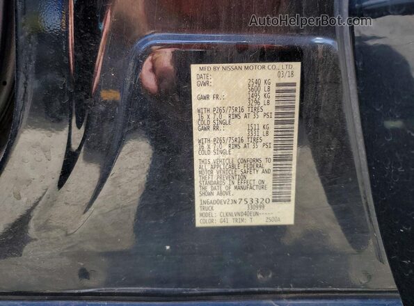 1N6AD0EV2JN753320 2018 NISSAN FRONTIER Black Vista del compartimento del motor