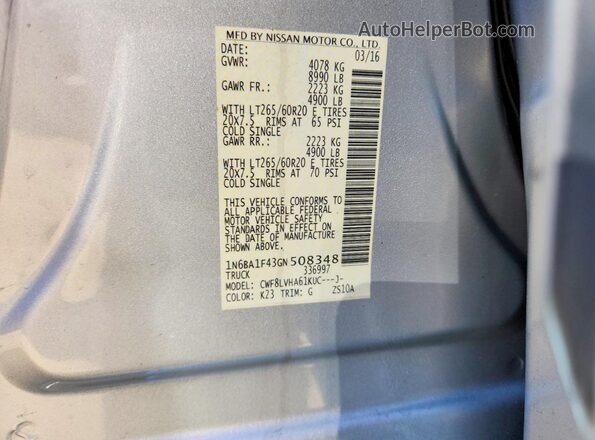 1N6BA1F43GN508348 2016 NISSAN TITAN Серебряный Вид подкапотного пространства