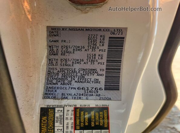 1N6ED1CL7PN661766 2023 NISSAN FRONTIER White Engine compartment view