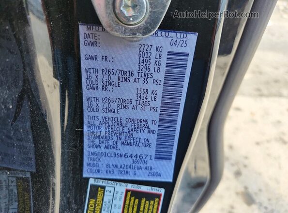 1N6ED1CL9SN644671 2025 NISSAN FRONTIER Black Շարժիչի բաժամունքի տեսք