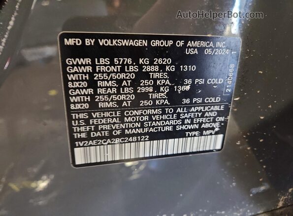 1V2AE2CA2RC248122 2024 VOLKSWAGEN ATLAS Gray Панорамний вид салону 360°