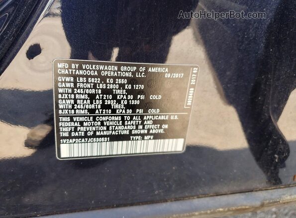 1V2AP2CA7JC530531 2018 VOLKSWAGEN ATLAS Black Панорамний вид салону 360°