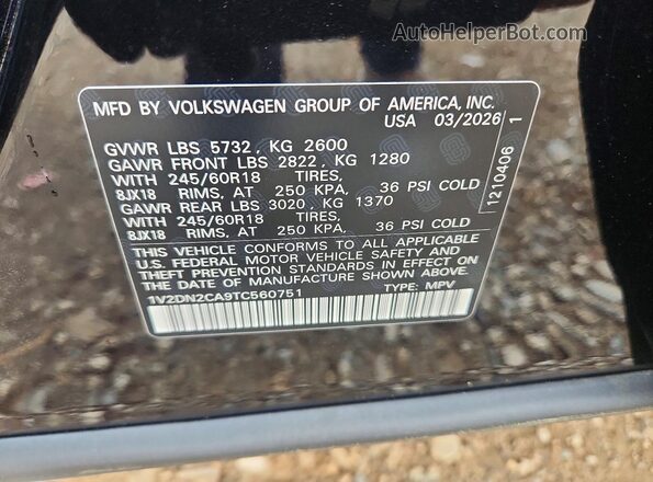 1V2DN2CA9TC560751 2026 VOLKSWAGEN ATLAS Black 360 interior view